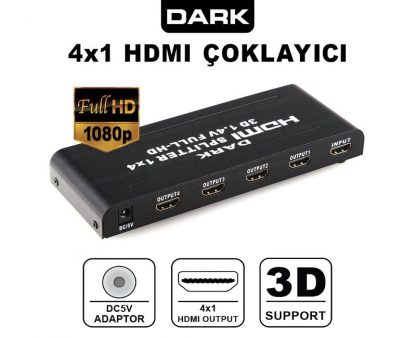 Dark DK-HD-SP4X1 Full HD 1 Giriş 4 Port HDMI Split