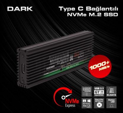 Dark DK-AC-DSEM4 Type-C Gen2- M.2 NVMe Disk Kutusu